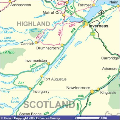 Loch Ness and Inverness Location Map